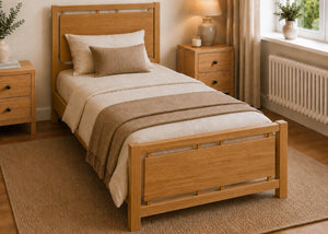 Messina Single Wooden Bed Finished in Oak