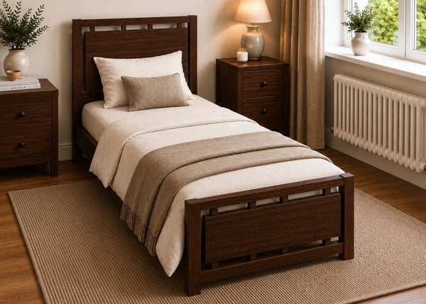 Messina Single Wooden Bed Finished in Chocolate