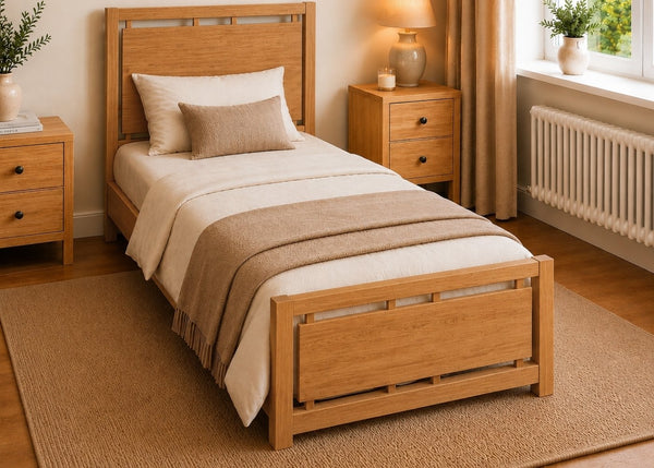 Messina Single Wooden Bed Finished in Oak