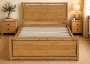 Messina Double Wooden Bed with Solid Wooden Slats