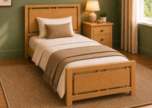 Messina Solid Oak Bed in Oak Finish