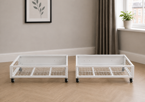 Back View of Metal Storage Drawers in White