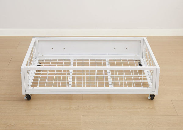 Strong Metal Underbed Storage Drawers in White, Reverse