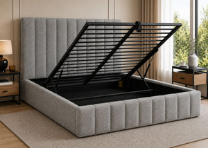 Heavy Duty Ottoman Bed with Metal Lid in Grey Finish