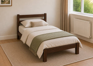 Namsos Single Wooden Bed Finished in Chocolate Stain