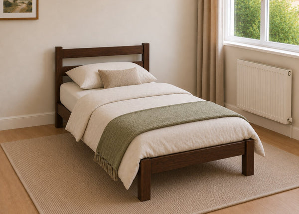 Namsos Single Wooden Bed Finished in Chocolate Stain