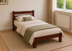 Namsos Single Wooden Bed Finished in Mahogany Stain