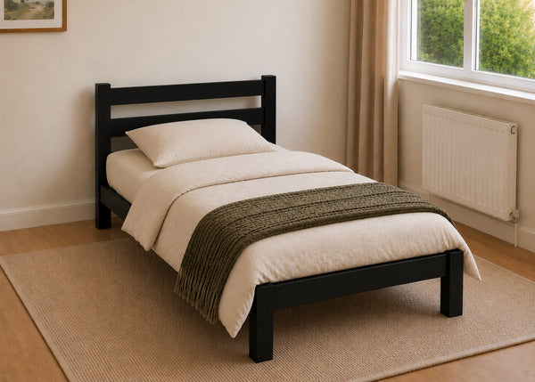 Namsos Single Wooden Bed Finished in Black Ash Stain