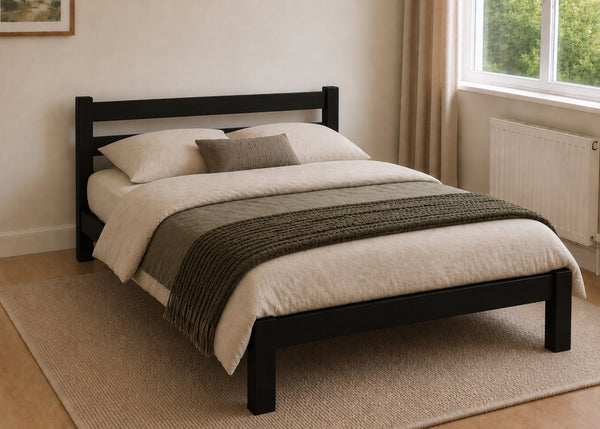 Namsos Double Wooden Bed Finished in Black Ash Stain