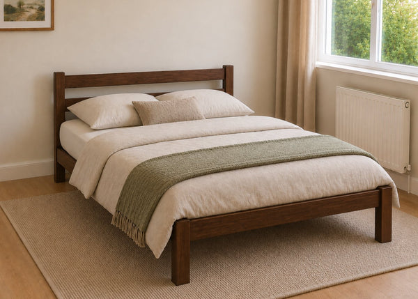 Namsos Double Wooden Bed Finished in Chocolate Stain
