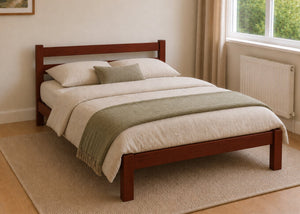 Namsos Double Wooden Bed Finished in Mahogany Stain