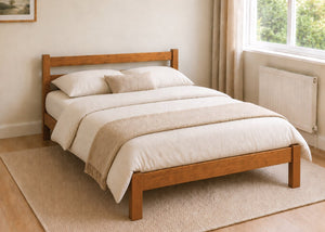 Namsos Double Wooden Bed Finished in Oak Stain