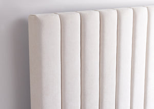 Heavy Duty Cream Ottoman Bed Chenille Headboard with Vertical Lined Pattern