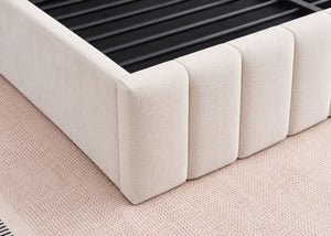 Heavy Duty Cream Ottoman Bed Chenille Footboard