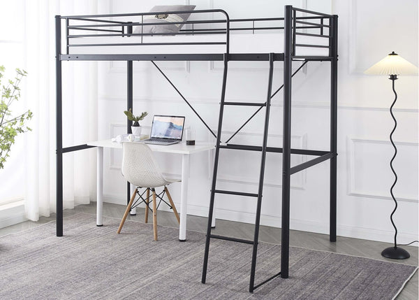 Newton High Sleeper in Black, with Mattress