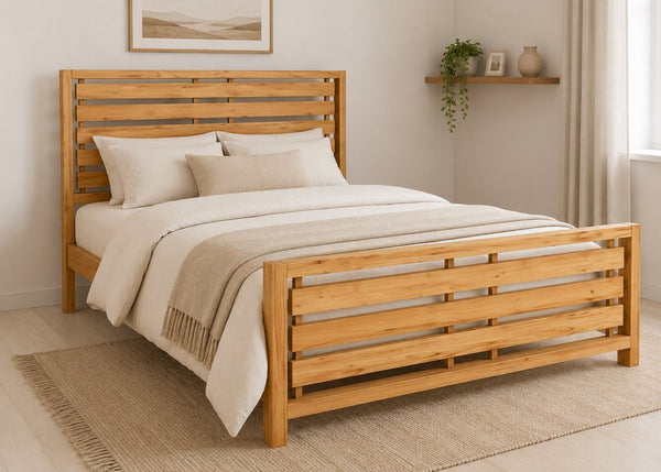 Novara Double Wooden Bed Finished in Antique Stain