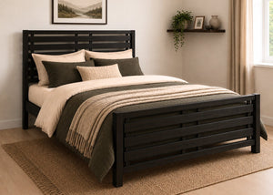 Novara Double Wooden Bed Finished in Black Ash Stain
