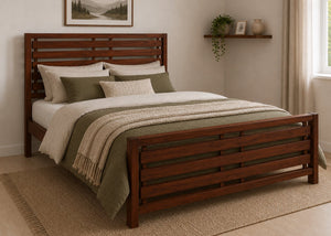 Novara Double Wooden Bed Finished in Mahogany Stain