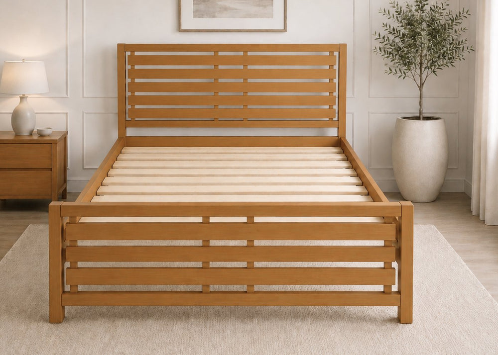 Novara Solid Oak Bed in Oak Finish