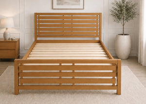 Novara Solid Oak Bed in Oak Finish