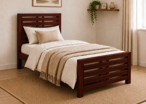 Novara Single Wooden Bed Finished in Mahogany Stain