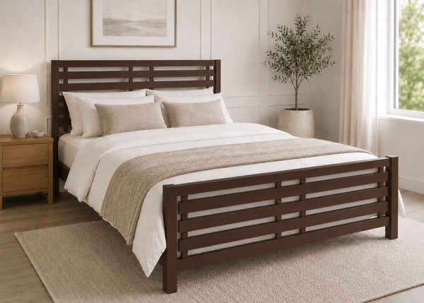 Novara Solid Oak Bed in Chocolate Finish