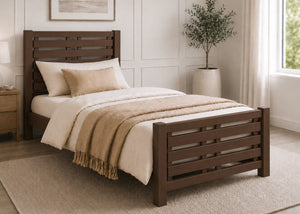 Novara Solid Oak Bed in Chocolate Finish