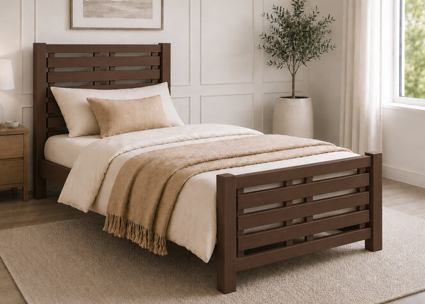 Novara Solid Oak Bed in Chocolate Finish