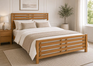 Novara Solid Oak Bed in Oak Finish
