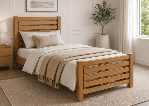 Novara Solid Oak Bed in Oak Finish