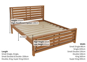 Novara Solid Oak Bed Dimensions