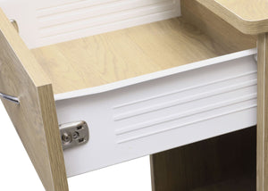 One Drawer Bedside in Oak, with Drawer Open