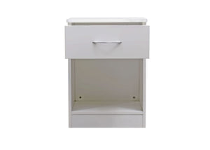 One Drawer Bedside in White Drawer Open (Front View)