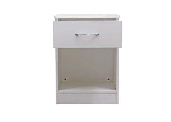 One Drawer Bedside in White Drawer Open (Front View)