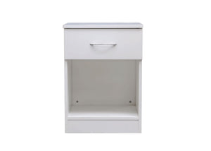 One Drawer Bedside in White (Front View)