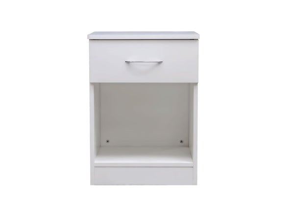 One Drawer Bedside in White (Front View)