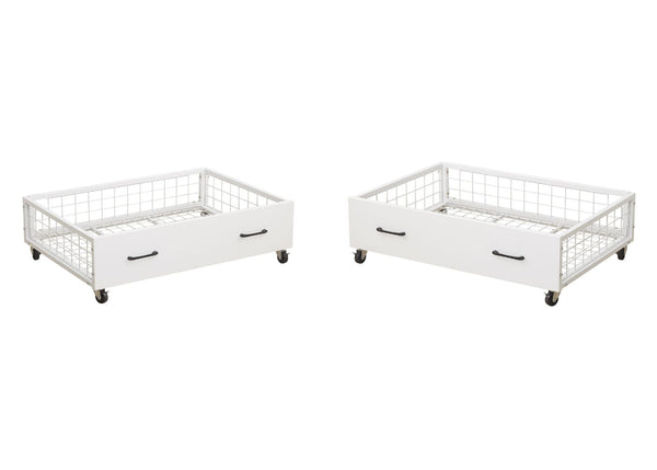 Pair of Metal Underbed Storage Drawers in White