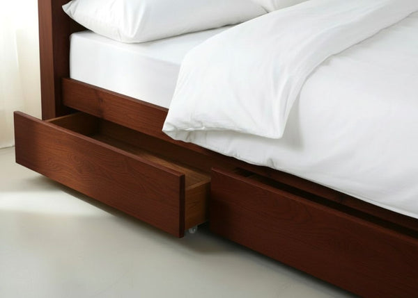 Solid Pine Underbed Storage Drawers in Mahogany Stain