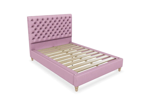 Harriet Fabric Bed Finished in Flat Weave Pink