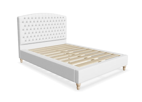 Seville Fabric Bed Finished in Flat Weave White