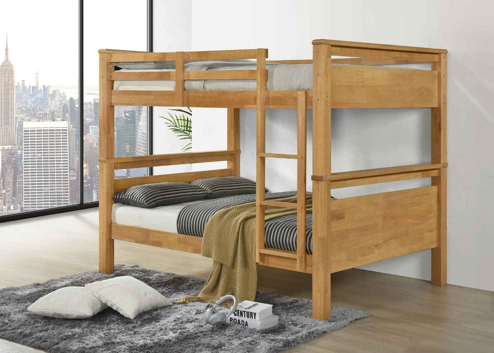 Quad Wooden Bunk in Oak Finish