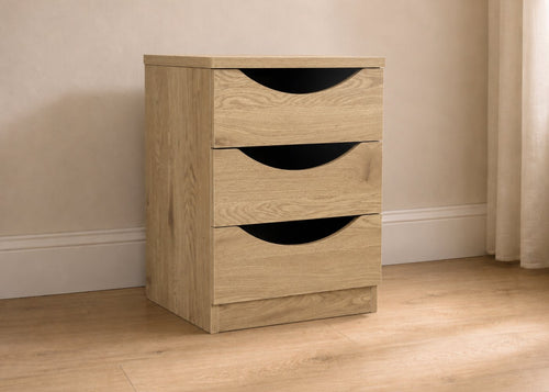 Robust 3 Drawer Bedside Front in Oak