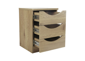 Robust 3 Drawer Bedside Front in Oak