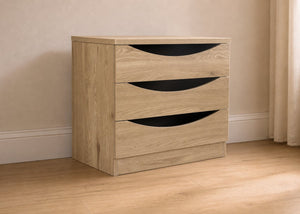 Robust 3 Drawer Chest Front in Oak
