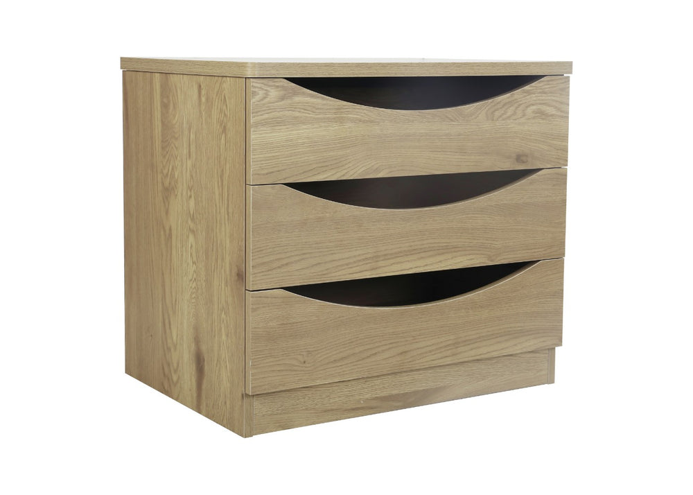 Robust 3 Drawer Chest Open in Oak 