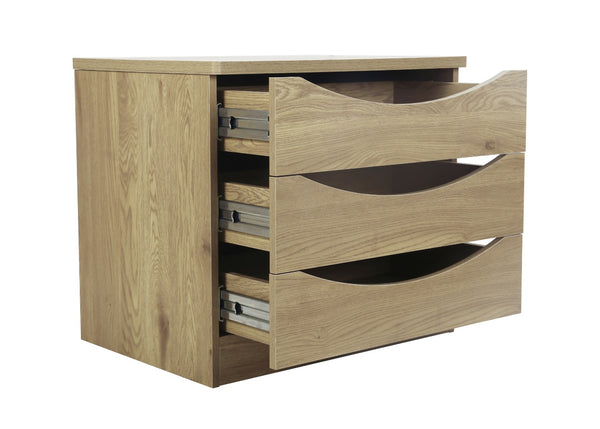 Robust 3 Drawer Chest Open in Oak 