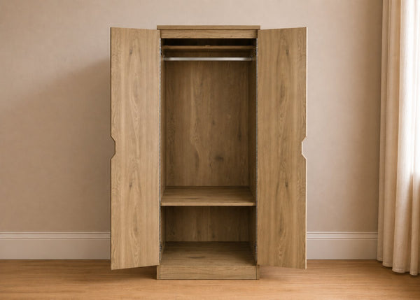 Robust Double Wardrobe in Oak, Inside View
