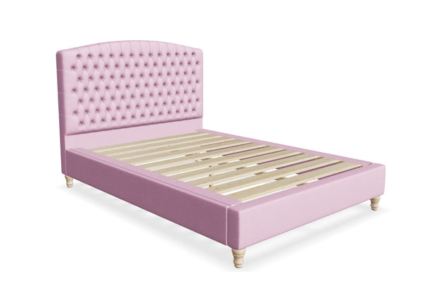 Seville Fabric Bed Finished in Flat Weave Pink