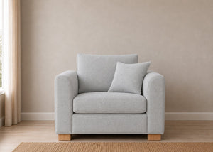 Rowan Sofa Bed Armchair in Flat Weave Silver with Natural Feet