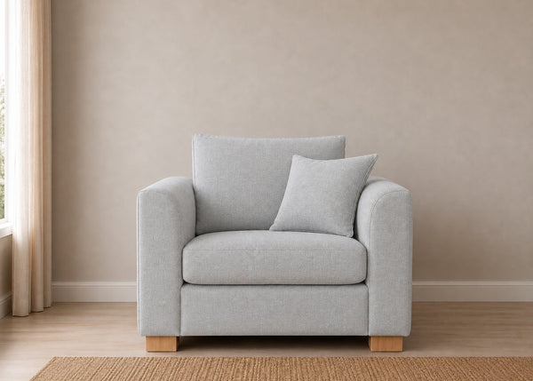 Rowan Sofa Bed Armchair in Flat Weave Silver with Natural Feet